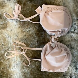 Shade & Shore White and Tan Bikini Top